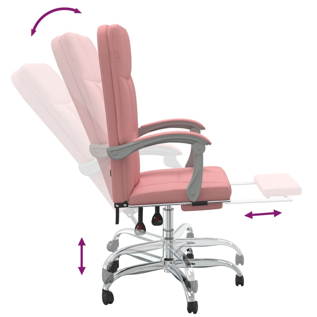 Office Chair with Reclining Function Pink Faux Leather