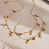 Qiong Yao 5A Zirconia Bell-Shaped Multi-Accessory Bracelet & Necklace Set In 18K Gold-Plated Stainless Steel.