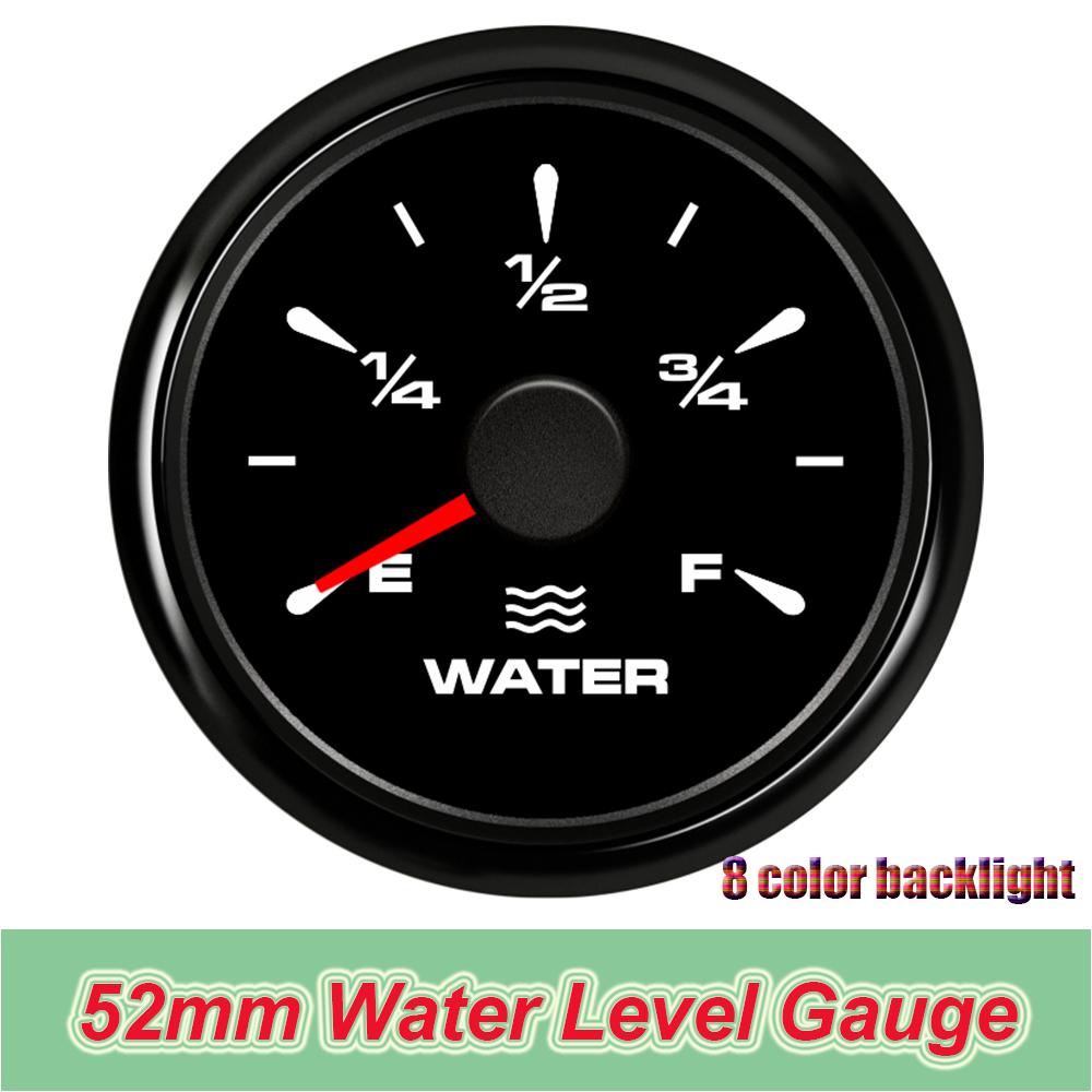 52mm Gauges Fuel Level Meter for Car Boat Yacht Gas Diesel Oil Tank Level Gauge Indicator 7colors LED Backlight Without Sensor