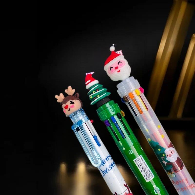 Cartoon Weihnachts-Kugelschreiber Weihnachtsmann Farbiges Handbuch Druckstift, Studenten Weihnachtsgeschenke Schreibwaren Preise