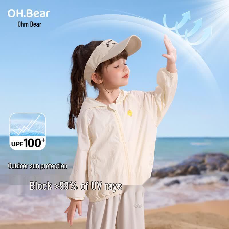 Ohm Bear Girls' Lightweight Hooded Sun Protection Jacket