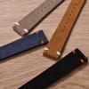 Vintage Suede Leather Watch Strap 20mm 22mm Contrast Stitching Quick Release Soft Snug Fit Replacement Strap