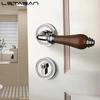 Euro Walnut Wood Handle Door Lock Indoor Universal Security Door Locks Bedroom Mute Deadbolt Lock Furniture Hardware Accessories