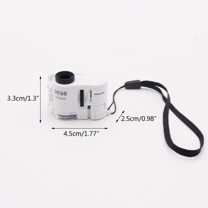 Wszechstronne LED Szkło Powiększające Przenośny Mini Mikroskop z Powiększeniem 20X/60X do Identyfikacji Biżuterii, Monet i Banknotów