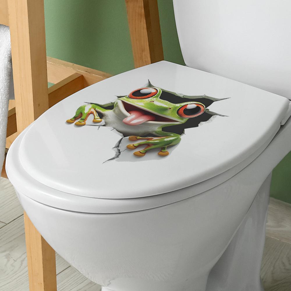 Cartoon Cute Frog Sticking Tongue Out Wall Sticker Self-Adhesive Removable Living Room Hallway Dorm Home Decor