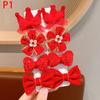 8Pcs/Set Kids Red Bows Hair Clips For Baby Girls Handmade Ribbon Bowknots Hairpins Barrettes  Year Christmas Hair Accessories