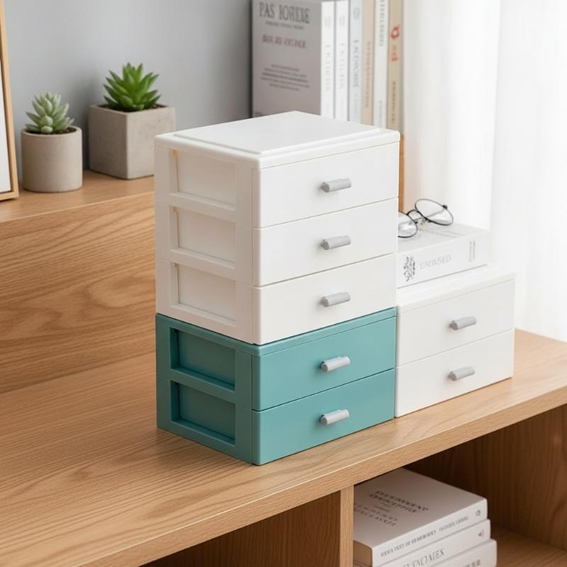 Organizzatore a Cassetto da Scrivania in Plastica con Design Impilabile e Grande Capacità, Perfetto per l'Ufficio di Casa per Conservare Cancelleria