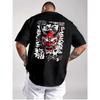 Herren Japanische Hannya Maske Grafikdruck Kurzarm T-Shirt Vintage Harajuku Streetwear Lässige Mode Oberteile