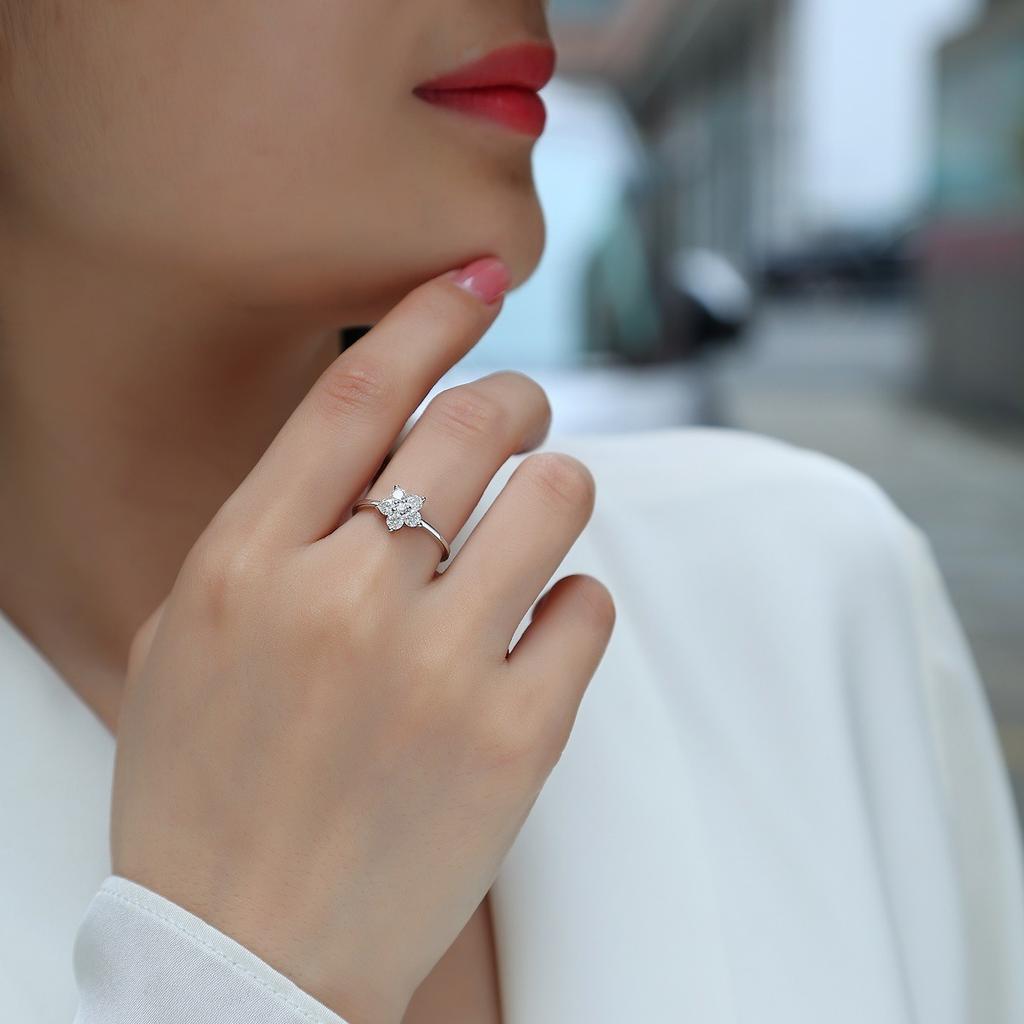 Nabest Women CopperFine Jewelry Manufacturer VVS1 D Color Moissanite Daisy Flower Ring Engagement Wedding Rings
