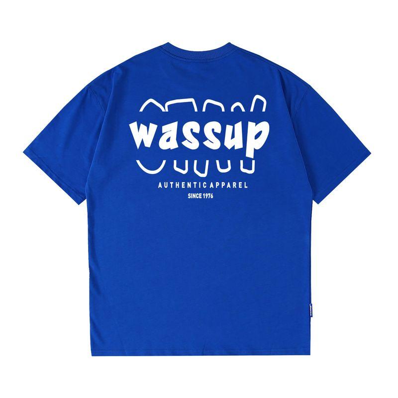 Wassup Heods Casual Short-Sleeved T-shirt Men's Country Trendy Word Flower Summer Pure Cotton Couple T-shirt
