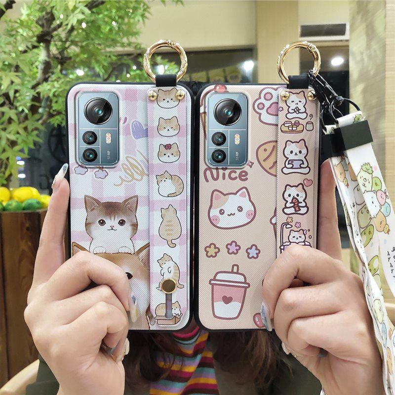 Protective Kickstand Phone Case For Blackview A85 Waterproof Ring Cartoon Lanyard Soft Case Dirt-resistant Shockproof