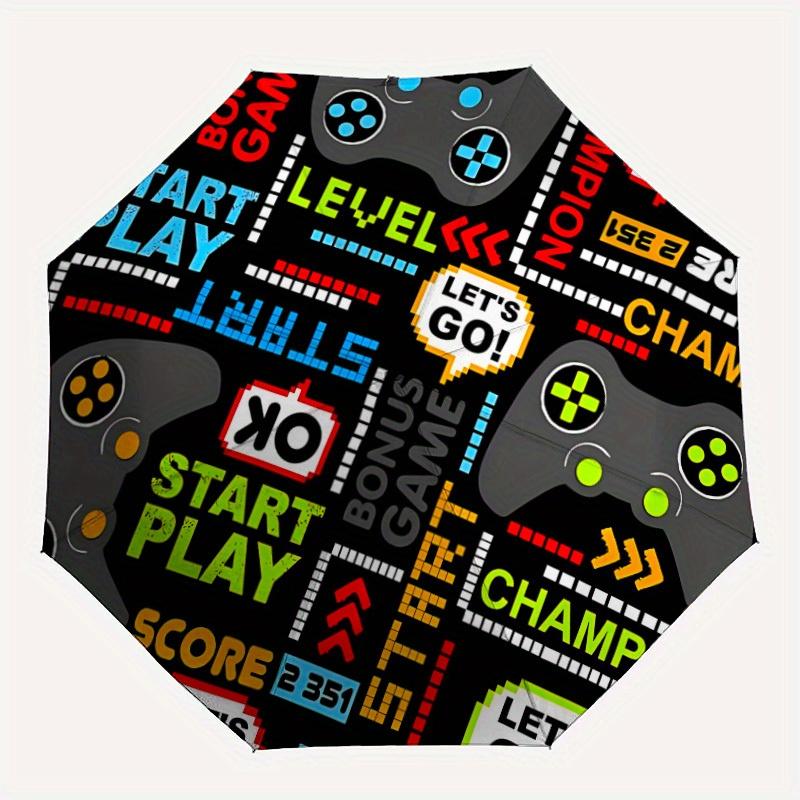 

1pc Gamer Console Automatic Open/Close Umbrella with Windproof, Functional Design, 8-Rib Sturdy Canopy