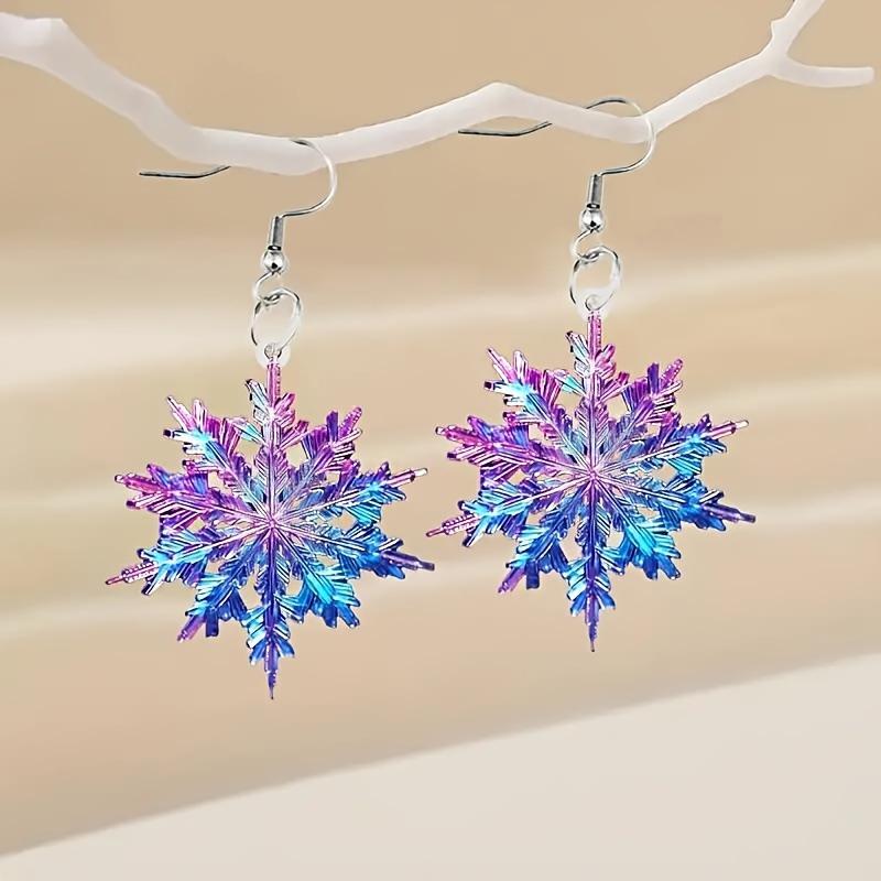 

European & American Double-Sided Acrylic Snowflake Earrings - Colorful Christmas Holiday Jewelry Standard