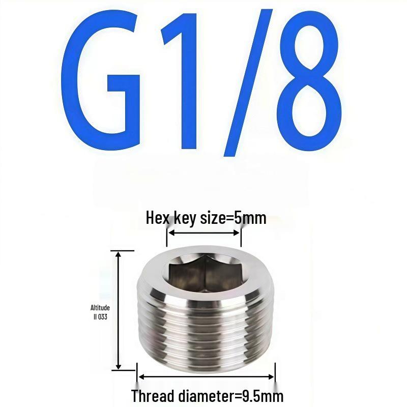 304 Stainless Steel Hex Socket Pipe Plug, Threaded Blind Plug, Oil Plug, Throat Plug In Sizes: 1/8", 1/4", 3/8", 1/2", 3/4".