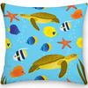 Square Cushion Cover Pillow Office Sofa  Turtle Coral Shell Double-sided Animal Ocean World