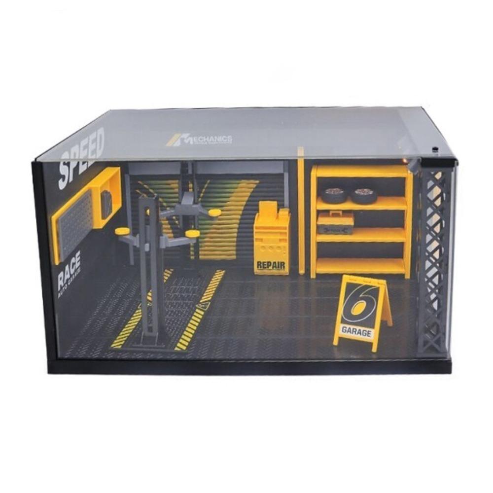 DlY Scene Car Garage Model Diecast Zinc Zinc Alloy Car Model Display Lighting Parking Lot  Assembly Toy