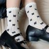 4 Pairs Women Polka Dot Bow Mid Tube Socks Summer Thin Lightweight Breathable Flower Border Sweet Girly Heart Pile Long Socks