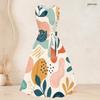 Women Plus Size Printed Two Piece Set Sleeveless Tie Waist Flared Dress 3 4 Sleeve Open Cardigan