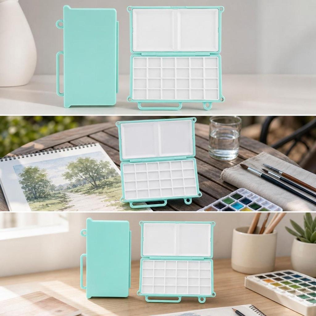 Mini Watercolor Palette Wells Paint Tray Convenient Painters Empty Portable for