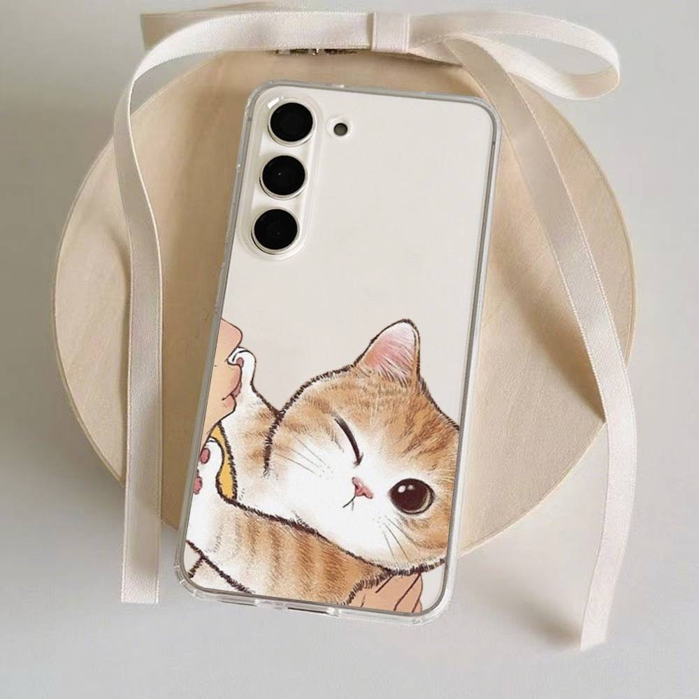 Cartoon Cat Phone Case For Samsung Galaxy S21 S22 S23 S24 S25ULTRA FE Ultra Plus5G A52S Transparent Cover