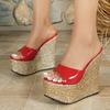 Fashion Liyke Street Style Sexy Super High Heels Wedge Slippers Women Fashion Sequined Thick Bottom Platform Sandals Shoes Zapatos Mujer