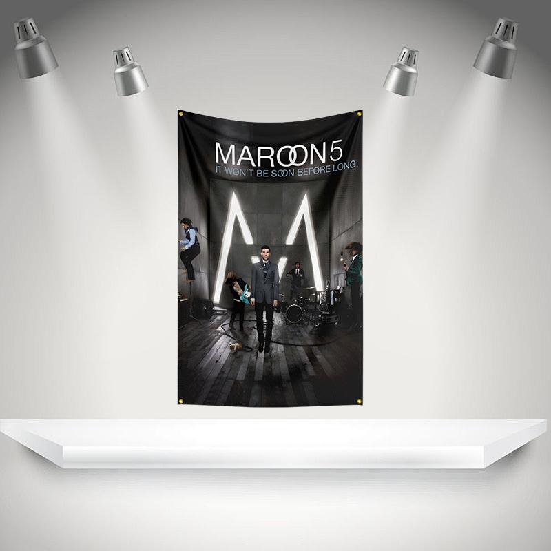 M-Maroons 5 Flag Rock Music Band Banner HD Printing Tapestry Exhibition, Music Band Fans, Garage Decor