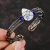 Rainbow Moonstone Cuff Bracelet Lapis Lazuli Beads Bracelet Copper Wire Wrapped Jewelry Adjustable Bracelet Handmade Bangle Gemstone Jewelry