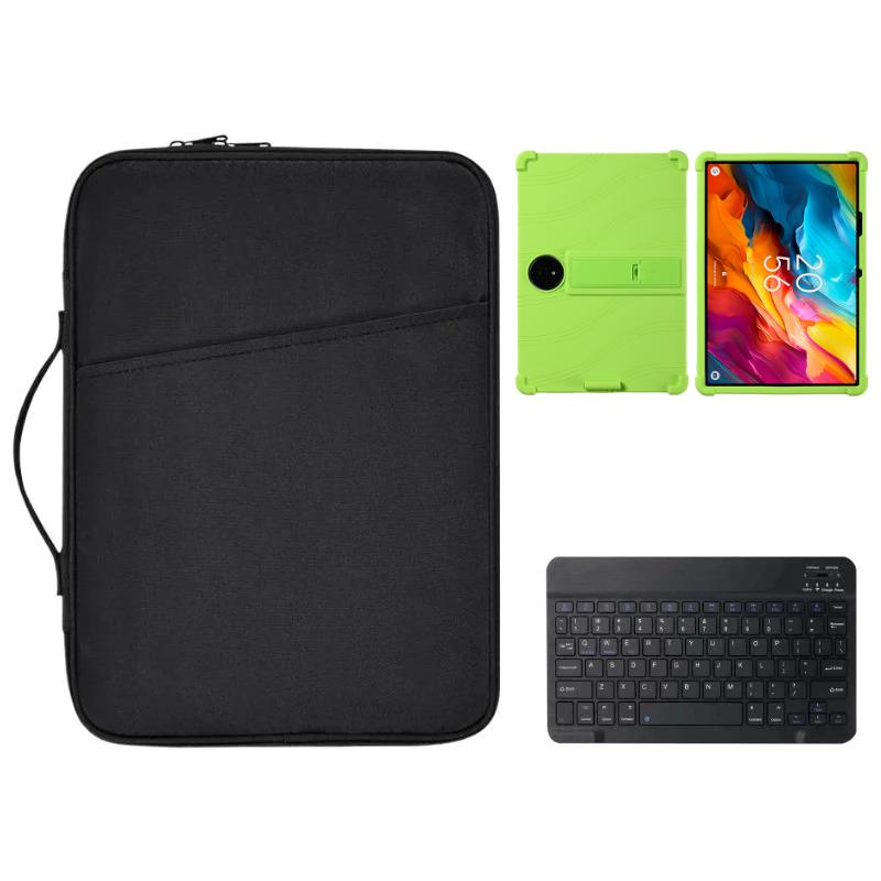 3-IN-1 Voor TCL NXTPAPER 14 9491G 14,3  Siliconen Potloodhouder Hoes + Engels Bluetooth Toetsenbord + Draagbare Opbergtas NXTPAPER 14 9491G groen