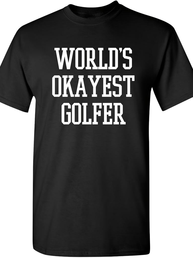 Worlds Okayest Golfer Sports Golfing Golf Joke Gift for Dad Funny T Shirt Retro Casual Short-Sleeved T-Shirt with a Roun