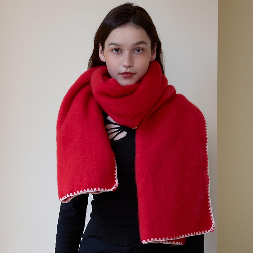Autumn and winter homemade designer solid color versatile high-end locking edge thickened warm scarf scarf