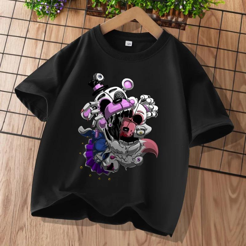 Cartoon Five Nights At Freddys Kids T-shirts FNAF Graphic T-shirt Children Casual Sports Tops Short Sleeves Kids Clothing