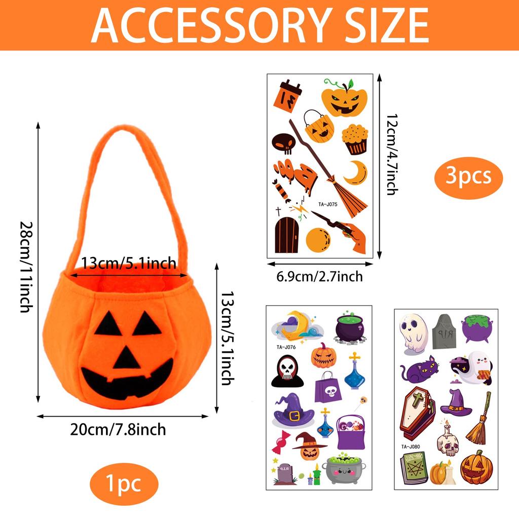 Angenster Halloween Ghost Cosplay Kids Pumpkin Costume, 4-Piece Set for Boys and Girls, Cute Pumpkin Costume for Kids, Events, Parties, Recitals,