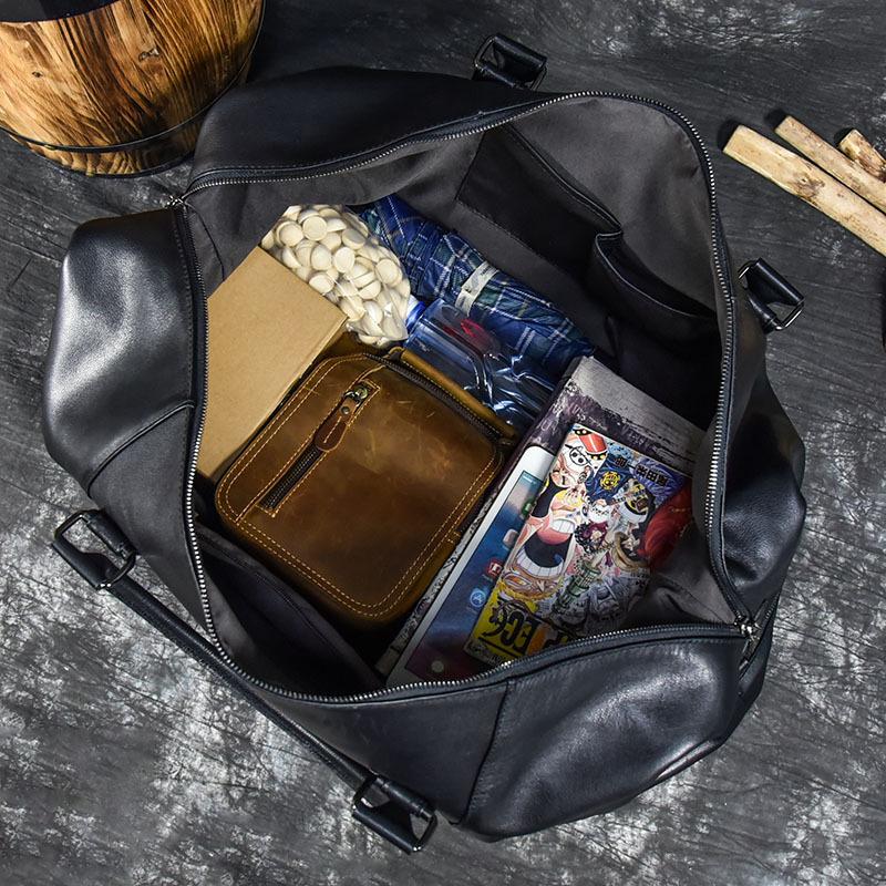 Bolsa de Viagem de Couro Masculina Grande Capacidade Bolsa de Mão Couro Bovino de Primeira Camada Bolsa Transversal de Ombro Bolsa Esportiva Multifuncional