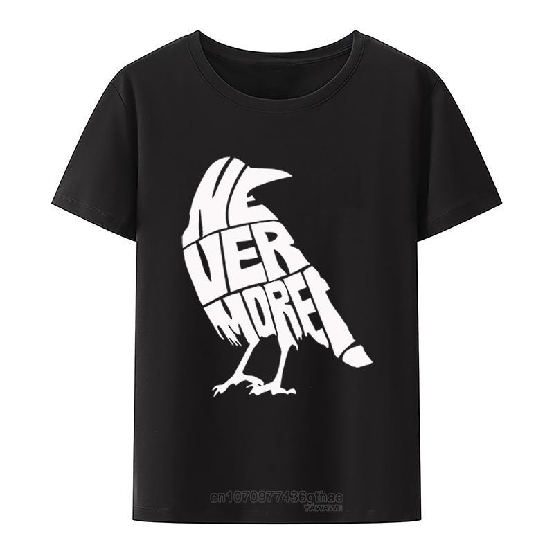 Nevermore! Tee Men Funny Crow Print Tops Unisex Short Sleeve Black White Graphic T Shirts Harajuku Casual Streetwear Camisetas