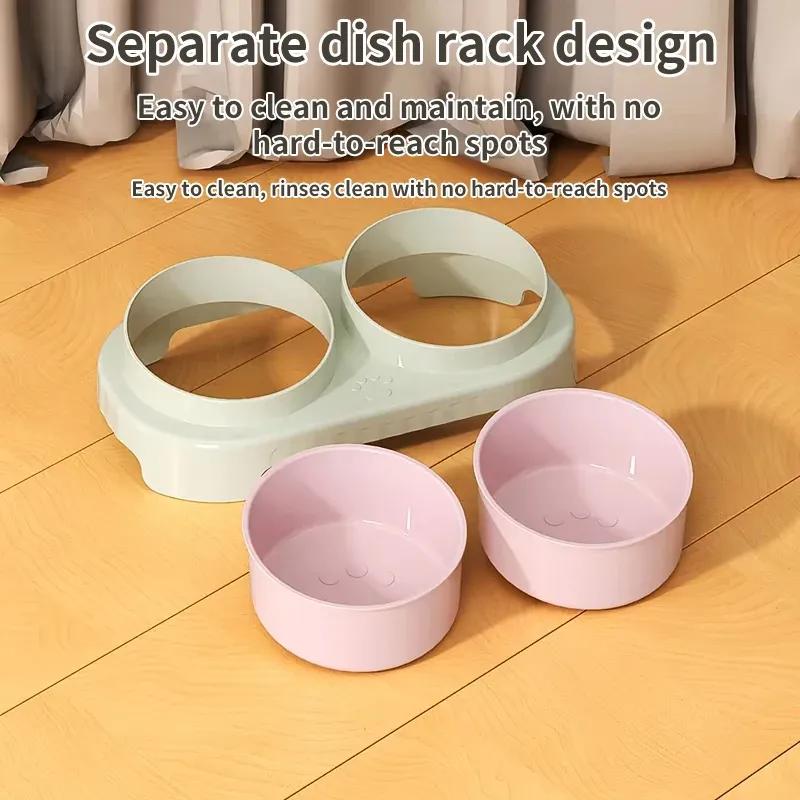 Adjustable Height Pet Double Bowl Feeder for Dogs & Cats Raised Food Water Bowl Set Ergonomic Neck Protection Feeding Supply