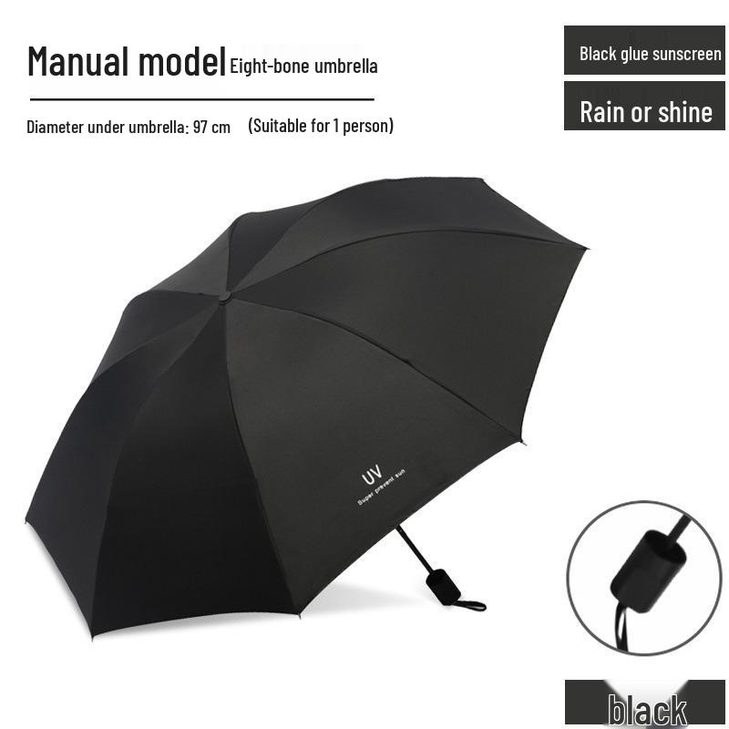 Customizable Three-Fold Umbrella with UV Protection: Black Glue Sunshade for Rain or Shine