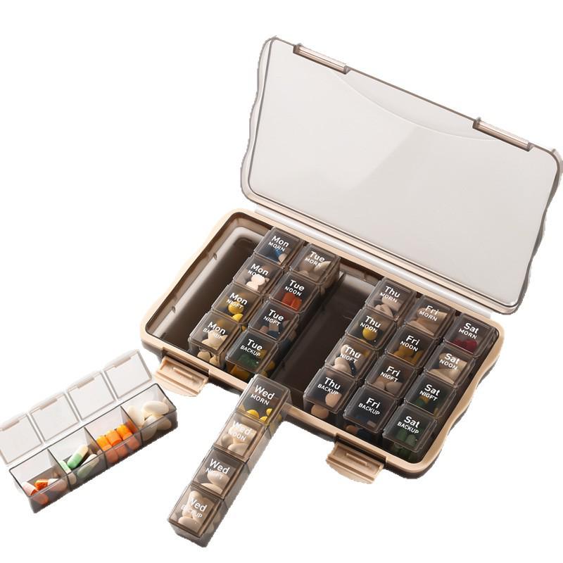 7-Day Moisture-Proof Pill Organizer: Sealed, Compartmentalized, Dustproof, with Lid for Convenient Storage