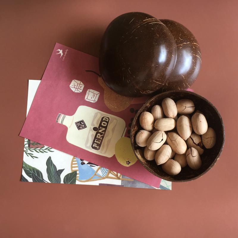 Kitchen Tableware Fashion Coconut Bowl Spoon Set Creative Coconut Shell Fruit Salad Noodle Rice Bowl Wooden Bowl Tableware