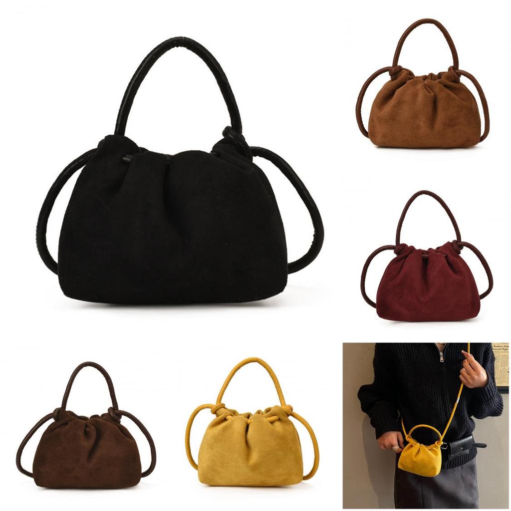 Vintage Style Pu Water Bucket Handbag With Top Drawstring Closure For Casual Outings