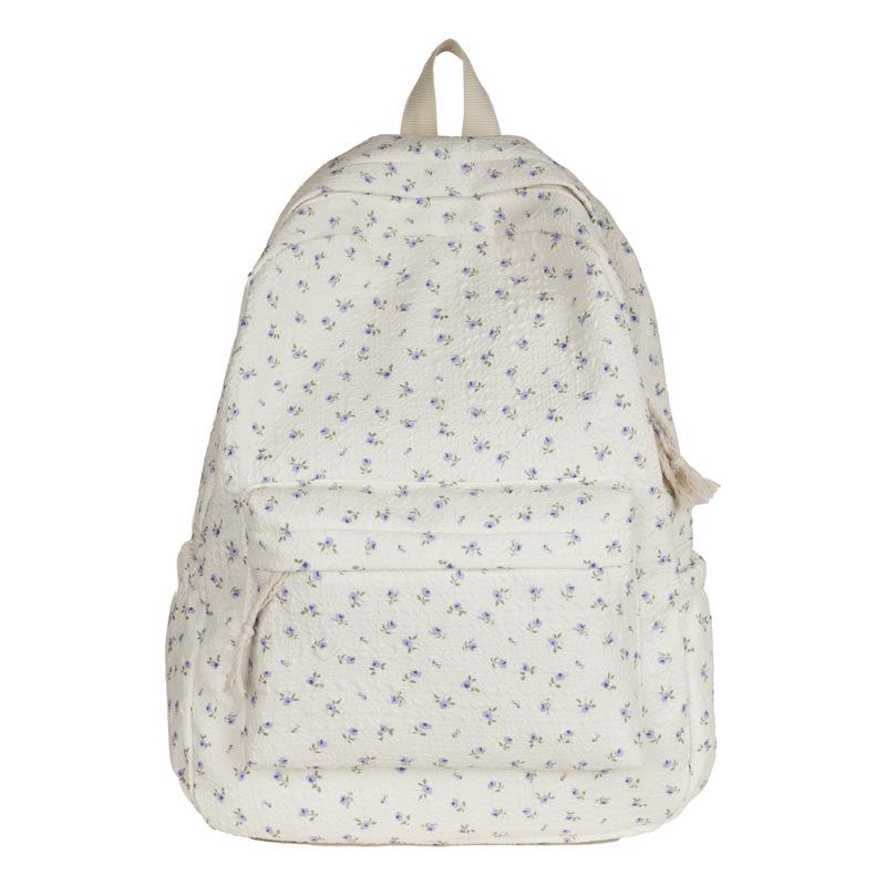 Schoolbag New Japanese Ins Style Literary Floral Schoolbag Women's High Value Fresh and Versatile Backpack Leisure Travel Backpack