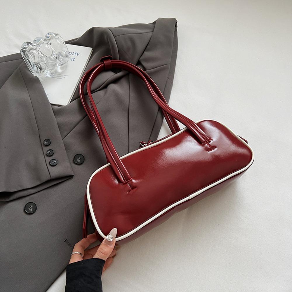 

Elegant Pu Bowling Bag French Style Women Handbags Fashion Boston Shoulder Bag Girls красный