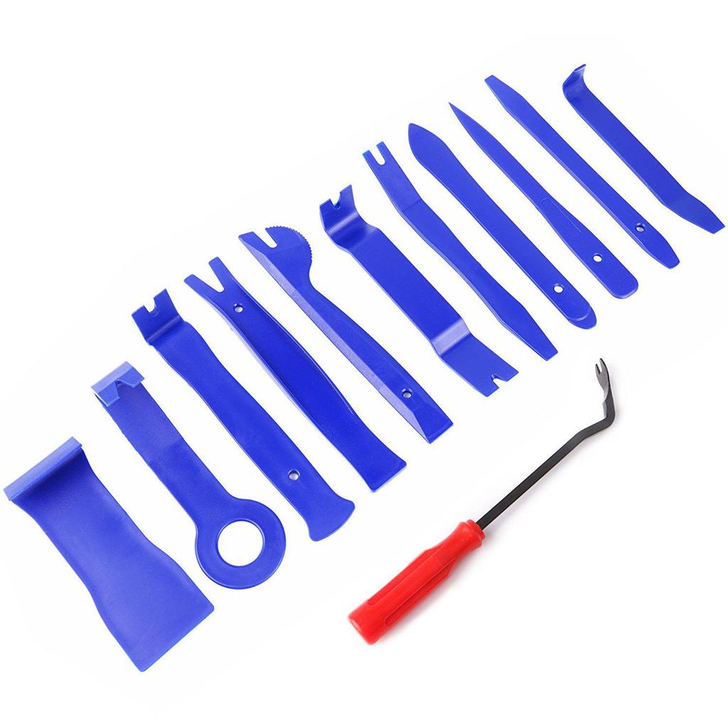 12-Piece Car Audio Interior Removal & Modification Tool Set - Blue Pry Bars & 6" Screwdriver Combo