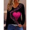 Autumn Women's 3D Rhombus Geometric Printing V-Neck Long Sleeve