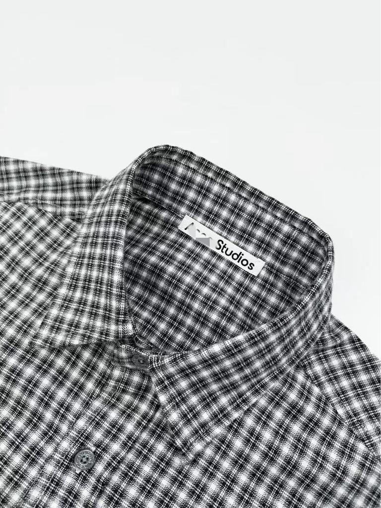 Exklusives Hochwertiges Unisex Kariertes Baumwoll Langarm Lockere Passform Hemd