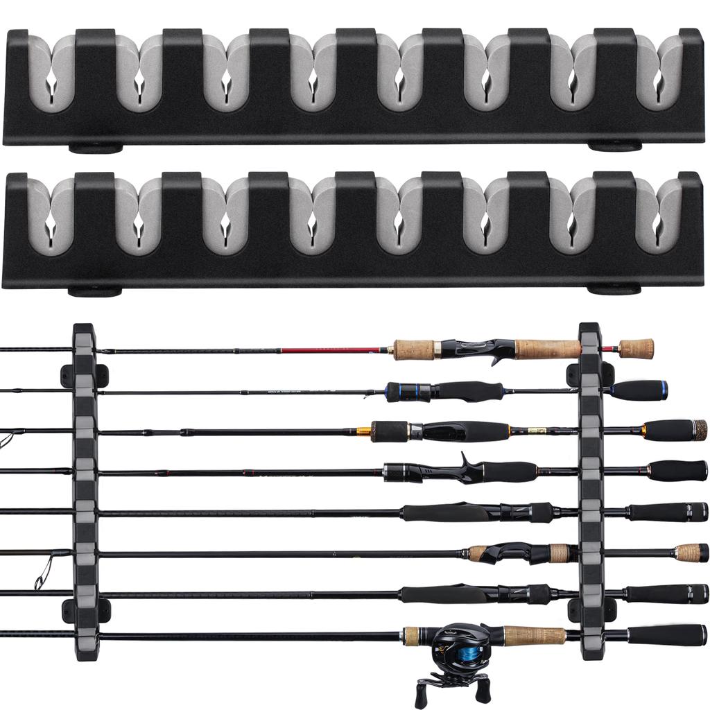 1 pair Horizontal Fishing Rods Storage Rack Wall Mount Fishing Poles Holder Stands For Garage 8-Rods Vertical Plastic Holders 4