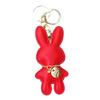 Fashionable Rabbit Keychain Artificial Leather Bunnys Pendant Keyring for Women Handmade Key Chain Bag Accessory