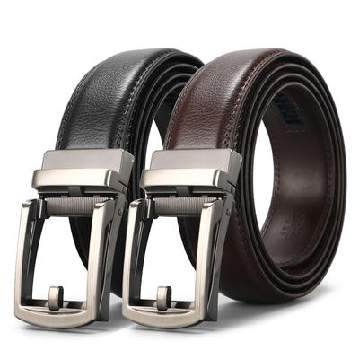 Second Layer Cowhide Needle Punch Belt  Automatic Buckle Belt  Men's Business Casual Buckle Belt