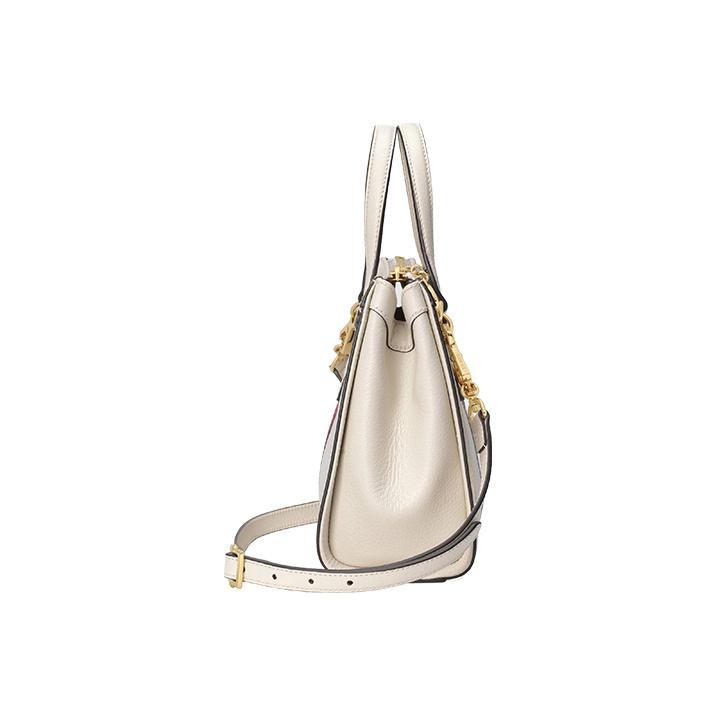 Gucci Ophidia Gold Logo Stripe Webbing Leather Tote Bag Women Tote Bags White 547551DJ2DG8454