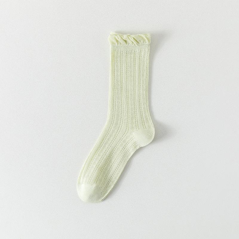 

Летние носки для женщин, высокие, тонкие, дышащие, кружевные бесшовные хлопковые носки, однотонные сетчатые влагоотводящие женские носки 1 pair зелёный