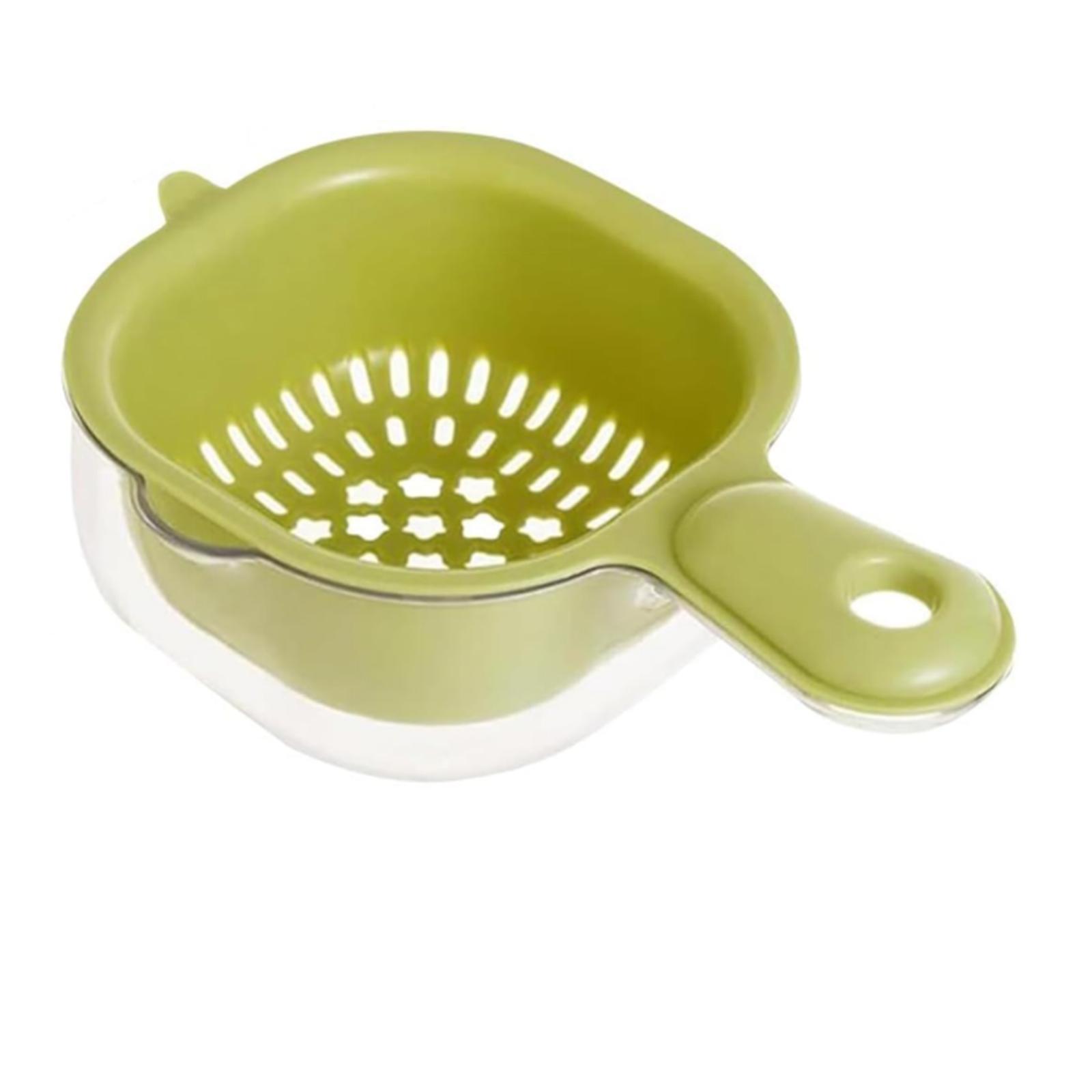 

Кухонная двухъярусная корзина, миска для фруктов и овощей, двухъярусная конструкция, конструкция с замком, портативное хранение, мытье фруктов, многоцелевая, для уборки кухни One Size зелёный